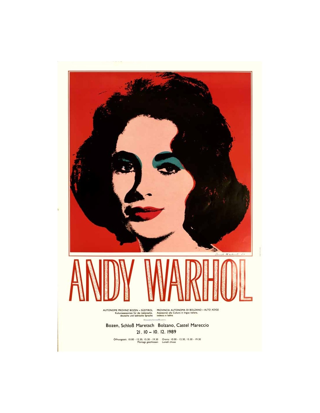 timeren Produkt maskinskriver Elizabeth Taylor by ANDY WARHOL Exhibition ORIGINAL VINTAGE POP ART POSTER