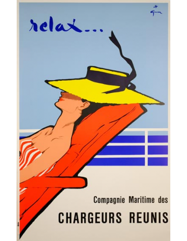 Relax Ship poster by Rene Gruau c1957/1980's