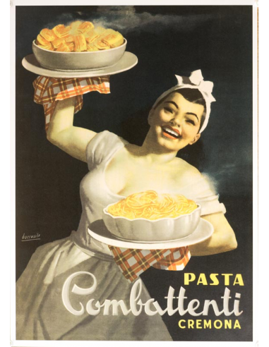 Pasta poster 1950 by Gino Boccasile original vintage poster on linen