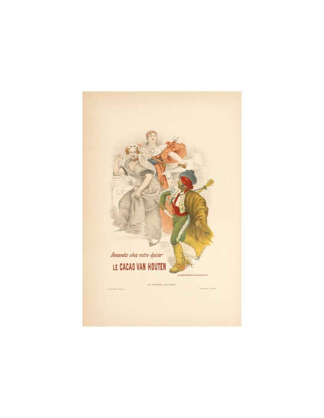 Original Vintage poster Cacao Van Houten by Willette Affiches illustrees 1896