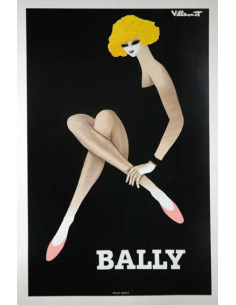 Bally KICK Bernard Villemot later printing vintage poster on linen 