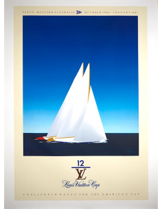 AZZURRA AMERICAN'S CUP poster manifesto Barca a Vela Sailboat Nespolo  1983 Q5
