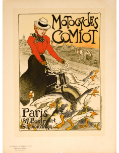 Motorcycle Comiot 1899 Vintage Style French Motorcycle Poster 24x36