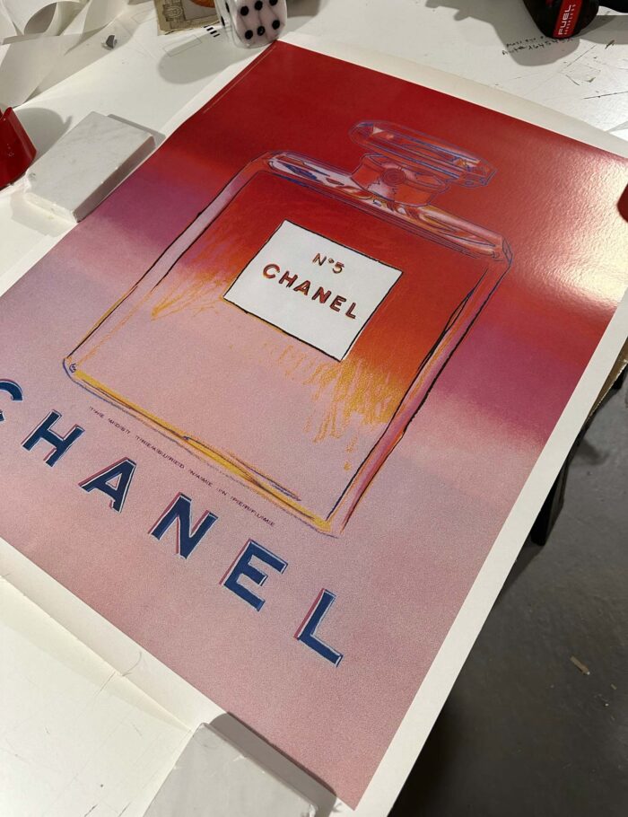 Original Authentic Andy Warhol Chanel N5 original poster Perfume Red medium Version 22 x 29 inches