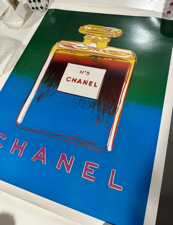 Original Authentic Andy Warhol Chanel N5 Perfume Green Blue 22 x 29 inches