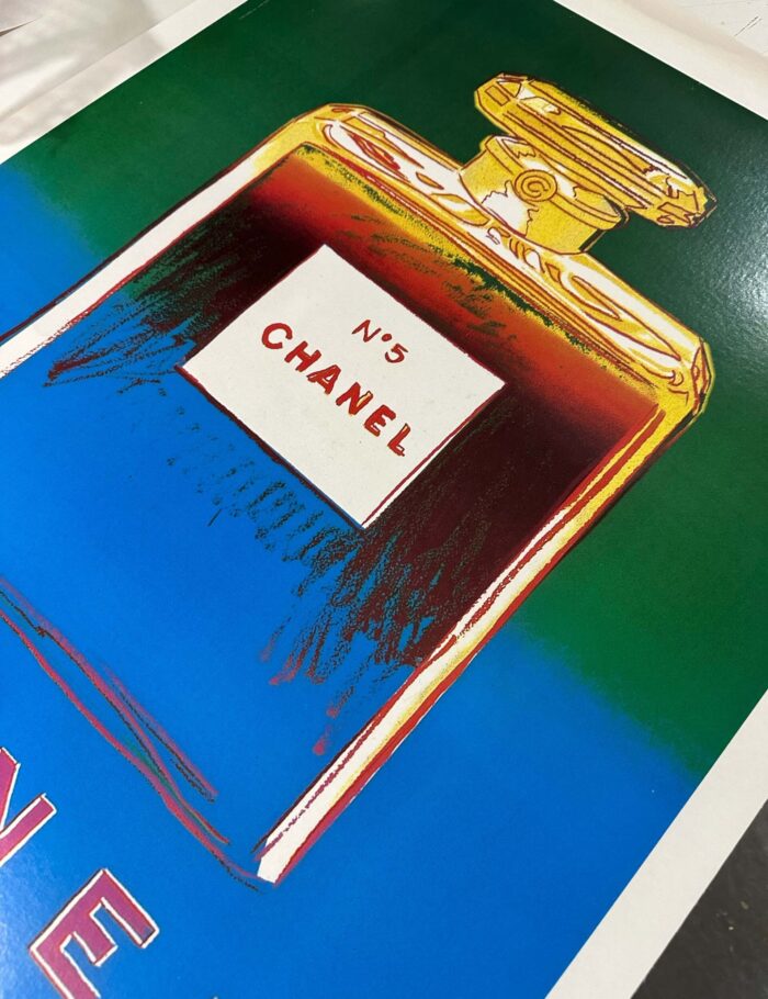 Original Authentic Andy Warhol Chanel N5 Perfume Green Blue 22 x 29 inches