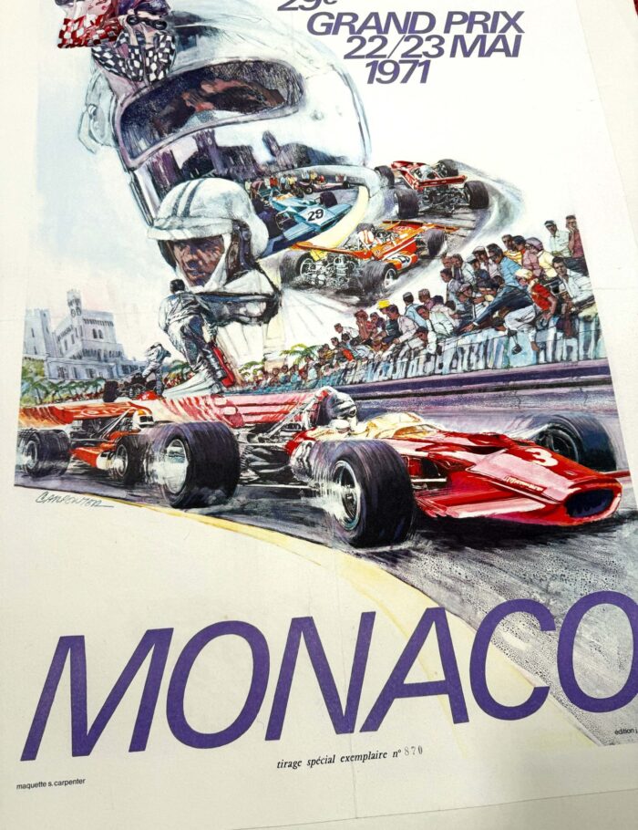 1971 Grand Prix Automobile of Monaco by Carpenter on linen Original