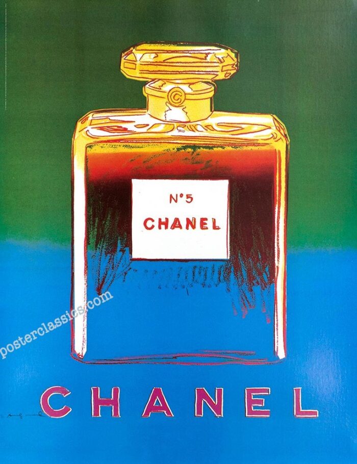 Original Authentic Andy Warhol Chanel N5 Perfume Green Blue 22 x 29 inches