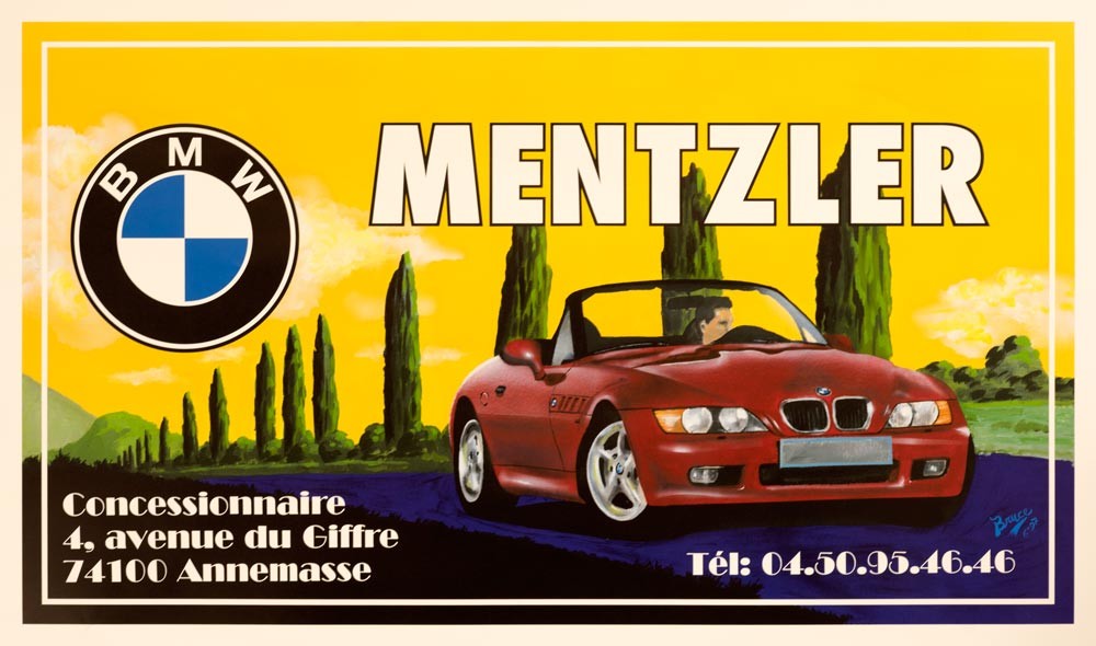 Mentzler BMW 1997 BY BRUCE SKILBECK ORIGINAL VINTAGE FRENCH TRAVEL POSTER