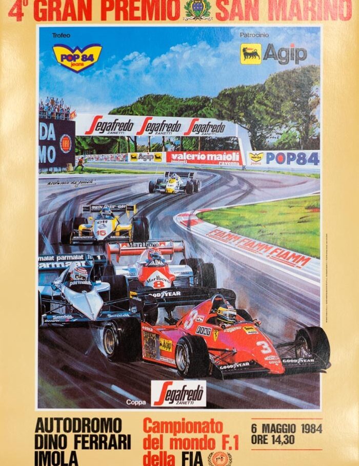 1984 Grand Prix Automobile San Marino on linen by MIchael Turner