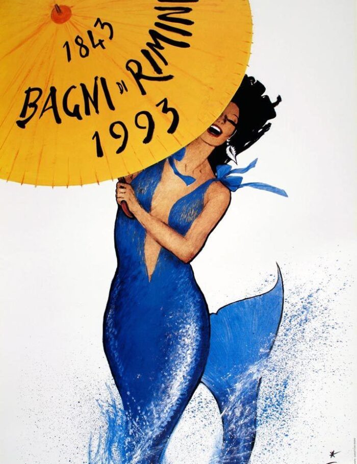 Rimini poster by Rene Gruau on linen 1993