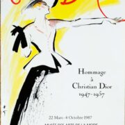 Hommage a Christian Dior Exposition poster by Rene Gruau on linen 1987 original