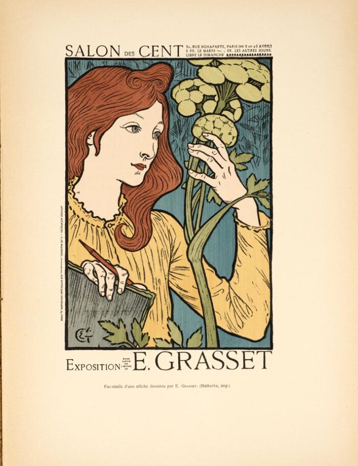 Salon des Cent by Eugene Grasset Les Affiches Illustrees by Chaix Imprimerie 1896 original stone lithographic plate