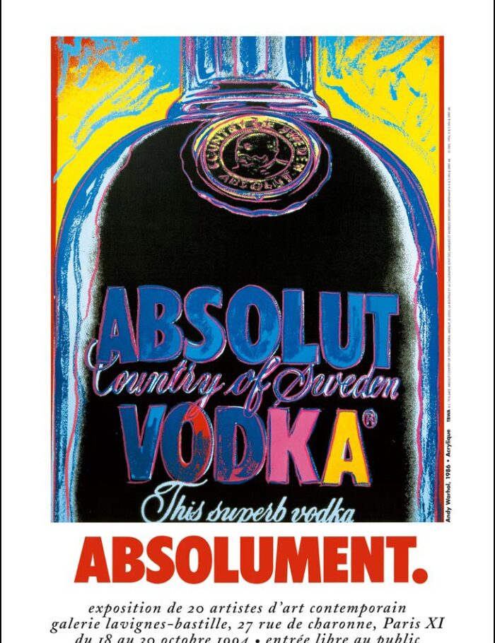 ANDY WARHOL Absolut Vodka (small) ORIGINAL VINTAGE POP ART POSTER ON LINEN