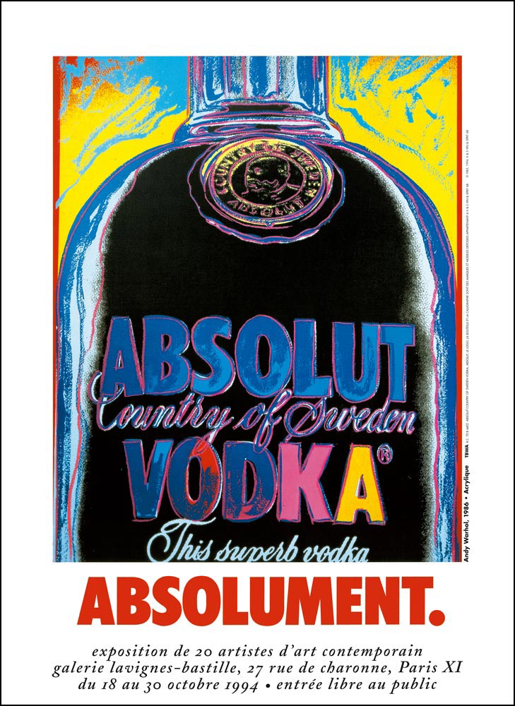 ANDY WARHOL Absolut Vodka (small) ORIGINAL VINTAGE POP ART POSTER ON LINEN