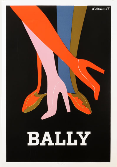 Bally by Bernard Villemot original vintage poster on linen