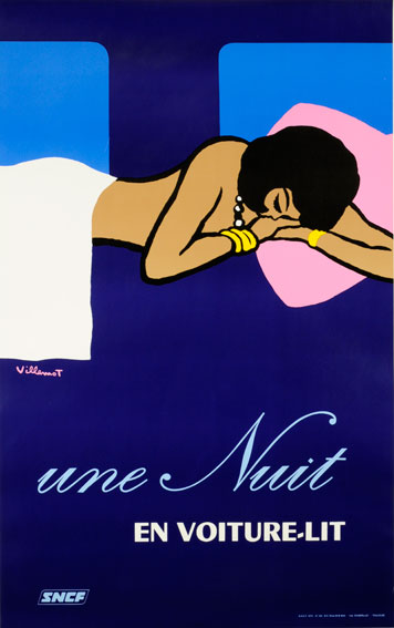 Une Nuit by Bernard Villemot 1973 original vintage poster on linen