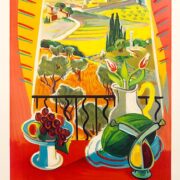 PROVENCE BY TAL VINTAGE FRENCH TRAVEL POSTER on linen excellent