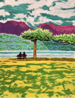 Painting by Susan Stewart Lake Annecy 1 2017 Acrylic on canvas