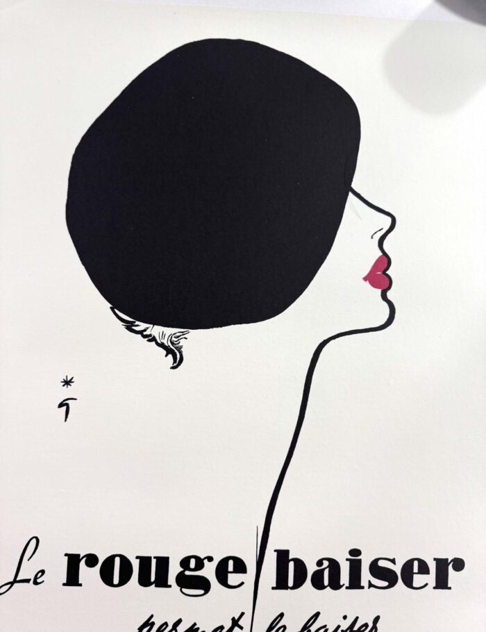 Rouge Baiser poster by Rene Gruau on linen