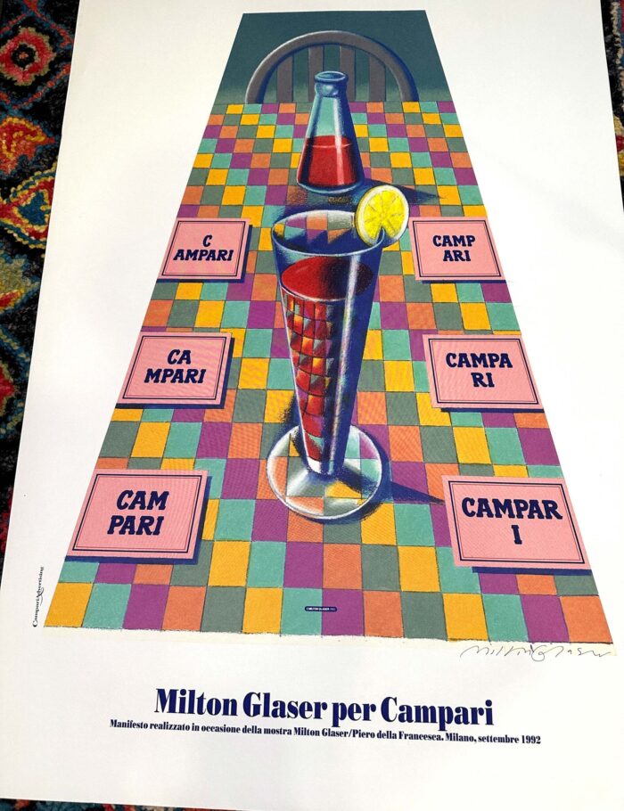 Campari by Milton Glaser signed on arches paper original vintage poster