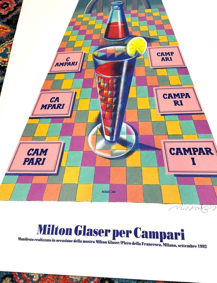 Campari by Milton Glaser signed on arches paper original vintage poster