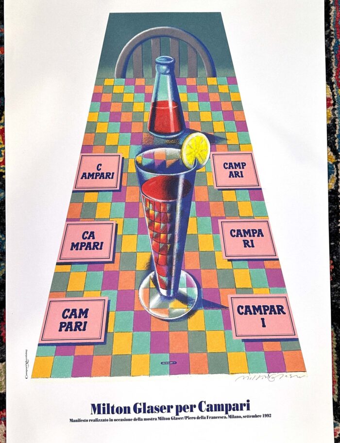 Campari by Milton Glaser signed on arches paper original vintage poster