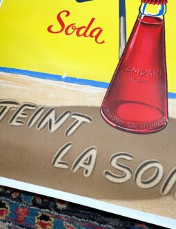 Campari Umbrella in the Sand by Traub Printers Swiss 1963 original Campari Umbrella in the Sand by Traub Printers Swiss 1963 original