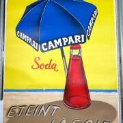 Campari Umbrella in the Sand by Traub Printers Swiss 1963 original