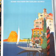 Lugano by Daniel Buzzi 1950 VINTAGE ORIGINAL Italian-Swiss POSTER