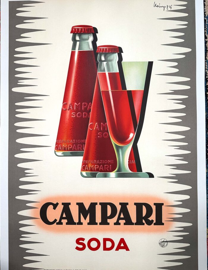 Campari Soda by Giovanni Mingozzi 1950 original vintage poster on linen