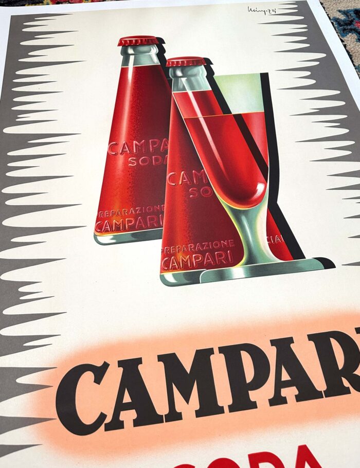 Campari Soda by Giovanni Mingozzi 1950 original vintage poster on linen