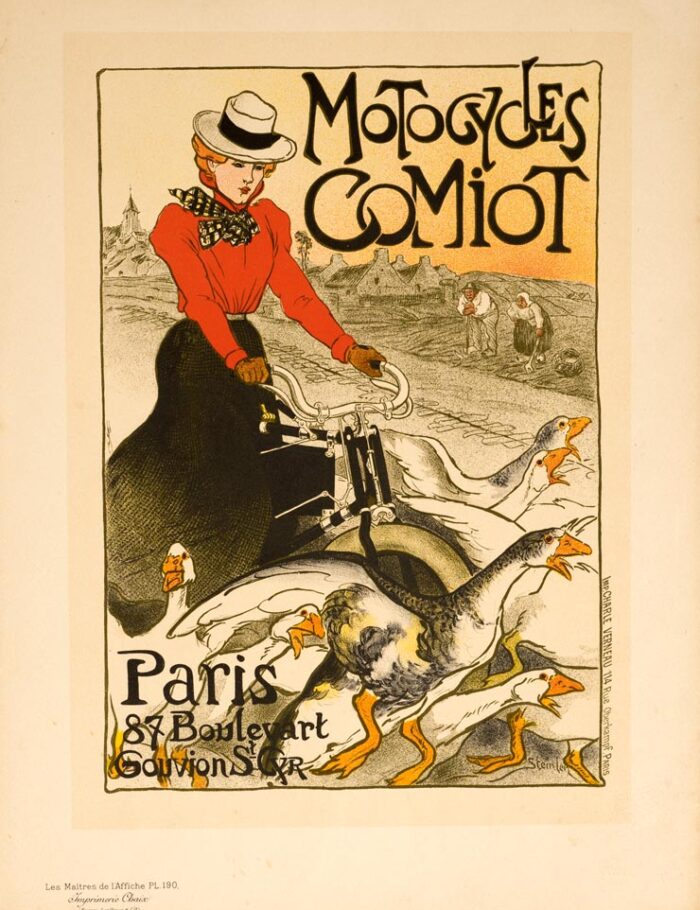 MOTORCYCLES COMIOT BY STEINLEN VINTAGE FRENCH POSTER MAITRE DE L'AFFICHE 1895/99