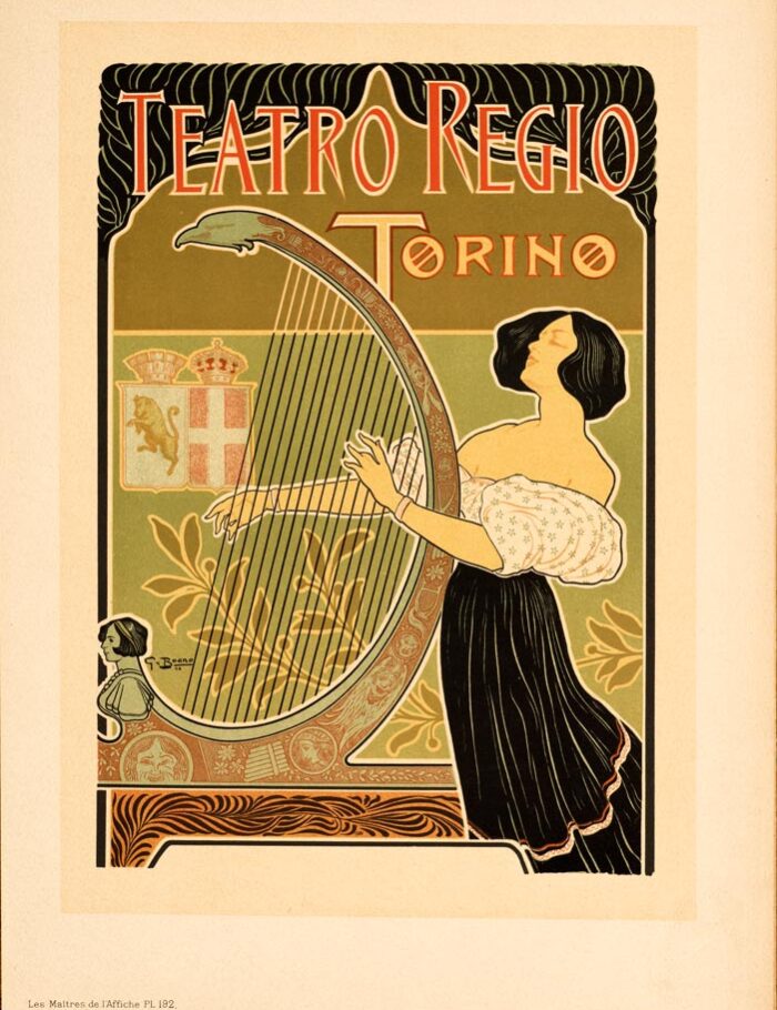 TEATRO REGIO BY BOANO VINTAGE FRENCH POSTER MAITRE DE L'AFFICHE 1895/99