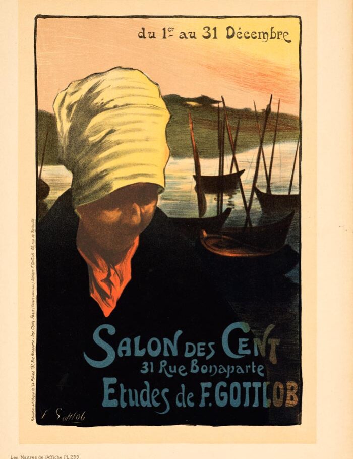 SALON DES CENT BY GOTTLOB VINTAGE FRENCH POSTER MAITRE DE L'AFFICHE 1895/99