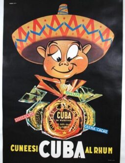 Cuneesi Chocolate Silvestri on linen original italian poster