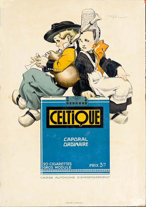 Celtique Cigarettes by Rene Vincent c1925 on linen original french poster