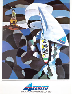 America's Cup by Ugo Nespolo 1983 original printing Sailing poster