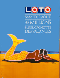 French Loto Mermaid Poster (1989) by Bernard Villemot – Original French Lottery Advertising Poster