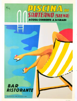Piscina Sarteano VINTAGE Italian POSTER c1960's Athj