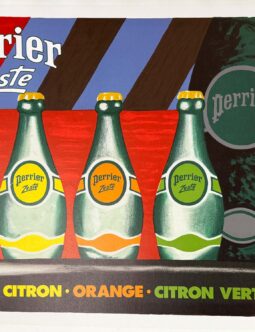 Perrier Zeste by Bernard Villemot 1987 original printing vintage poster on linen
