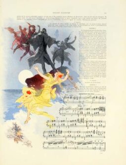 Figaro Illustre music sheet by Cheret 1898 on linen