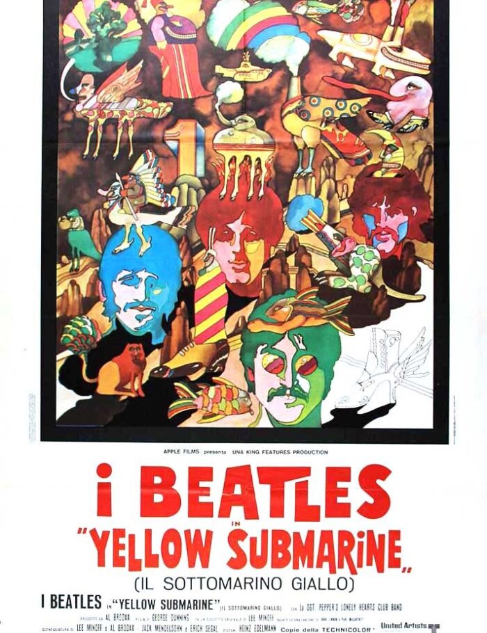 BEATLES YELLOW SUBMARINE POP ART 1968 ORIGINAL VINTAGE POSTER ON LINEN