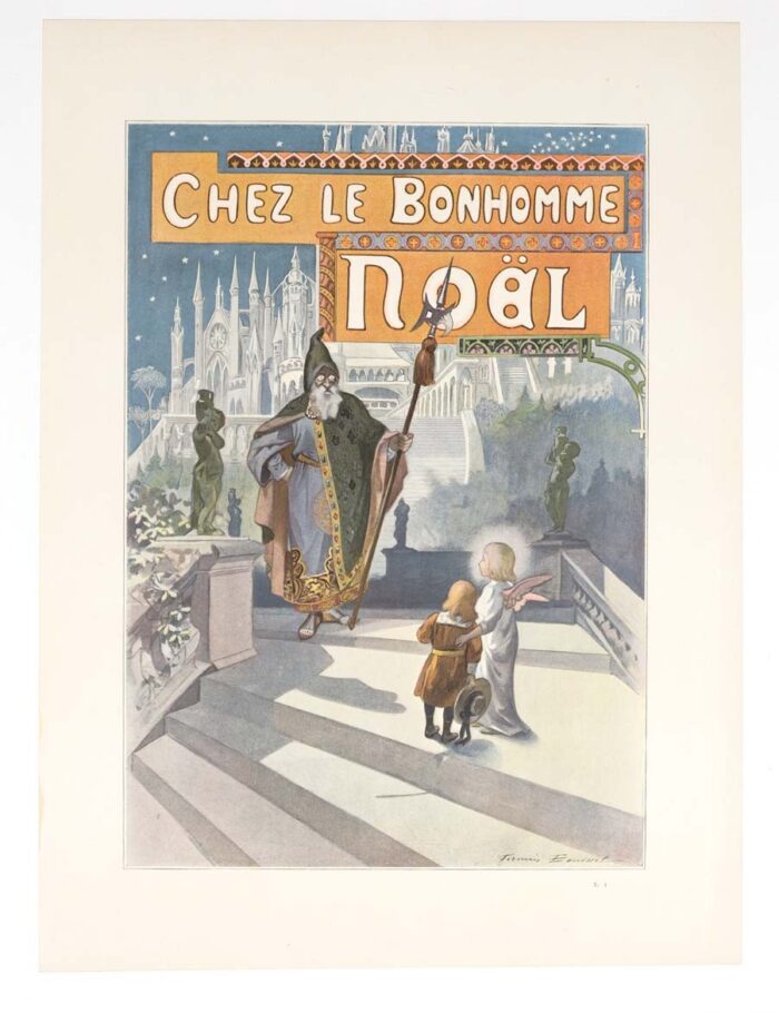 Figaro Illustre Chez le bonhomme Noel by Firmin Bouisset 1898 on linen