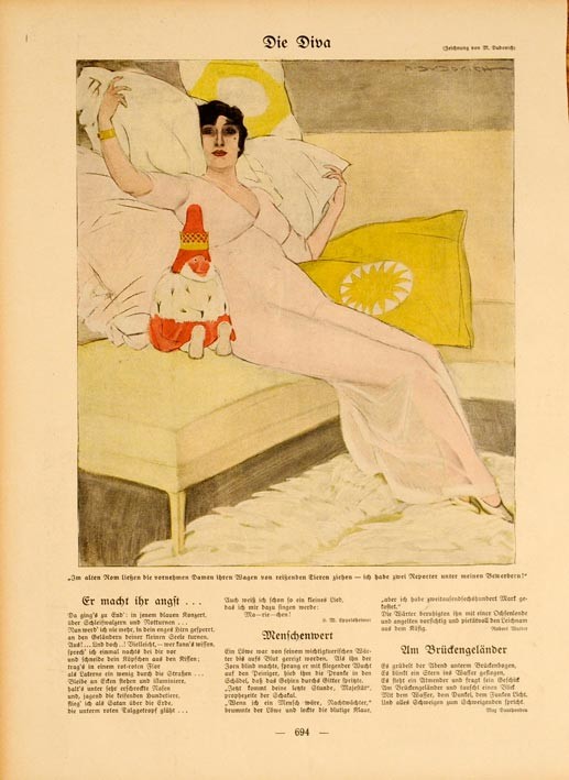 Simplicissimus 1913 Marcello Dudovich Die Diva on linen original