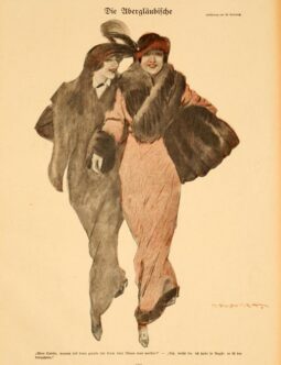 Simplicissimus 1913 Marcello Dudovich Fashionable ladies on linen original