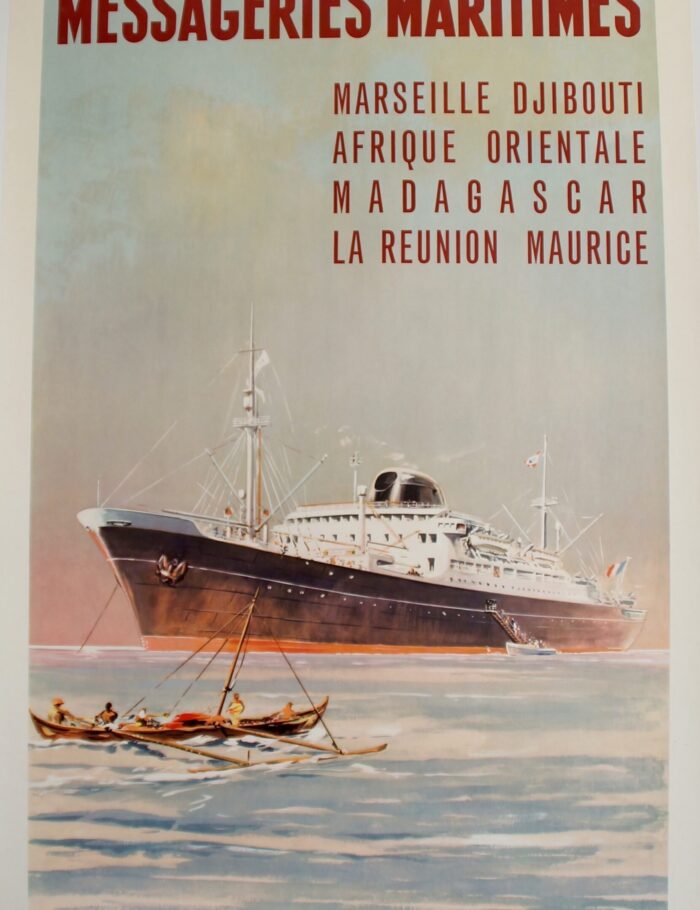 Messageries Maritimes by Jean Des Gachons 1950's Ship poster