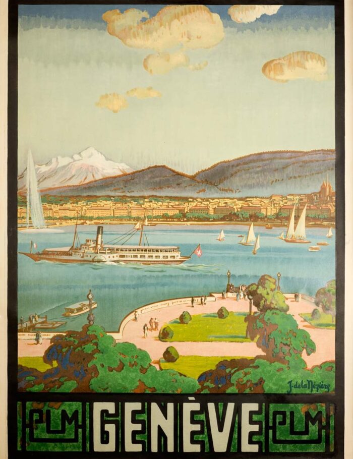 Geneve by Joseph de la Neziere 1926 Lake Leman Geneva poster