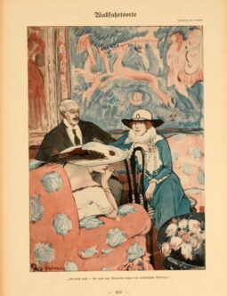 Simplicissimus 1913 by Ludwig Kainer Wallfahrstsorte on linen original