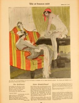 Simplicissimus 1913 by Ludwig Kainer Lounge scene on linen original